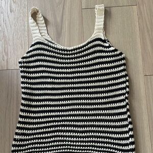 Striped Black and Cream Knit Tank Top - moving sale